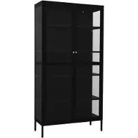 vidaXL Vitrinekast 90x40x180 cm staal en gehard glas zwart