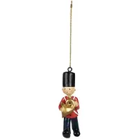 Clayre & Eef Kersthanger Soldaat 8 cm Rood Polyresin Kerstboomversiering Rood Kerstboomversiering
