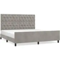 vidaXL Bedframe zonder matras 160x200 cm fluweel lichtgrijs