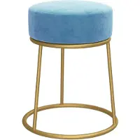 vidaXL Hocker rond fluweel lichtblauw