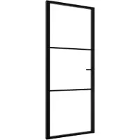 vidaXL Binnendeur 83x201,5 cm ESG-glas en aluminium zwart