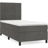 vidaXL Boxspring met matras fluweel donkergrijs 90x200 cm