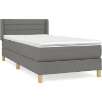 vidaXL Boxspring met matras stof donkergrijs 90x190 cm