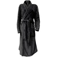 Linnick Flanel Fleece Badjas Uni - black - XL