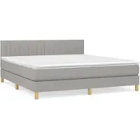 vidaXL Boxspring met matras stof lichtgrijs 160x200 cm