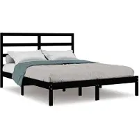 vidaXL Bedframe massief grenenhout zwart 140x190 cm