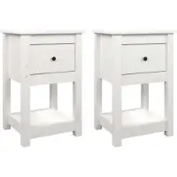 vidaXL Nachtkastjes 2 st 40x35x61,5 cm massief grenenhout wit