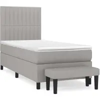 vidaXL Boxspring met matras stof lichtgrijs 100x200 cm