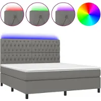 vidaXL Boxspring met matras en LED stof donkergrijs 180x200 cm