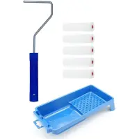 Benson 5x fijne verfrollers / schuimrollers incl verfrollerbeugel en verfbakje 10 cm - Verfrollers