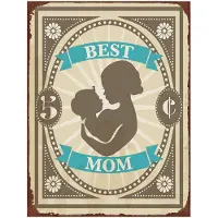 Clayre & Eef Tekstbord 25x33 cm Groen Ijzer Rechthoek Mom Quotes Wandbord Groen Wandbord