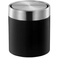 EKO - Fandy Tafelafvalbak 1,5 liter - Steel Stainless steel - mat RVS, zwart - Prullenbak