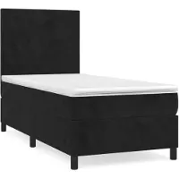 vidaXL Boxspring met matras fluweel zwart 90x200 cm