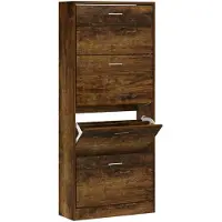 vidaXL Schoenenkast 63x24x147 cm bewerkt hout gerookt eikenkleurig