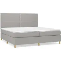 vidaXL Boxspring met matras stof lichtgrijs 200x200 cm