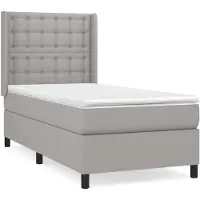 vidaXL Boxspring met matras stof lichtgrijs 100x200 cm