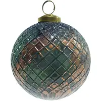 Clayre & Eef Kerstbal Ø 10 cm Groen Bruin Glas Kerstdecoratie Groen Kerstdecoratie