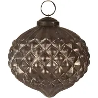 Clayre & Eef Kerstbal Ø 10x10 cm Grijs Glas Kerstboomversiering Grijs Kerstboomversiering