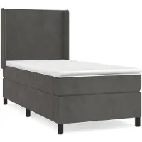 vidaXL Boxspringbed met matras, donkergrijs, 90x200 cm, fluweel