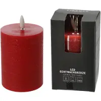Merkloos Firenze Home LED kaars - rood - D7,5 x H10 cm -met timer - LED kaarsen