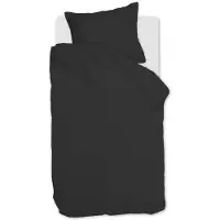Ambiante Satin Uni dekbedovertrek - Eenpersoons - 140x200/220 cm - Zwart