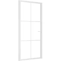 vidaXL Binnendeur 93x201,5 cm ESG-glas en aluminium wit