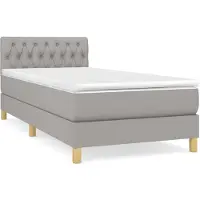 vidaXL Boxspring met matras stof lichtgrijs 90x200 cm