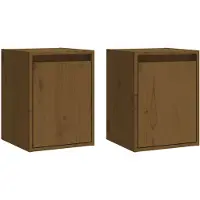 vidaXL Wandkasten 2 st 30x30x40 cm massief grenenhout honingbruin
