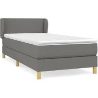 vidaXL Boxspring met matras stof donkergrijs 90x200 cm