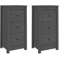 vidaXL Dressoirs 2 st 40x35x80 cm massief grenenhout grijs