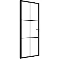 vidaXL Binnendeur 76x201,5 cm ESG-glas en aluminium zwart