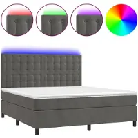 vidaXL Boxspringbed met matras en LED-verlichting, donkergrijs, 160x200 cm, fluweel