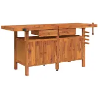 vidaXL Werkbank met lades en bankschroeven 192x62x83 cm acaciahout