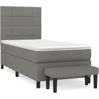 vidaXL Boxspring met matras stof donkergrijs 90x200 cm