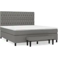 vidaXL Boxspring met matras stof donkergrijs 180x200 cm