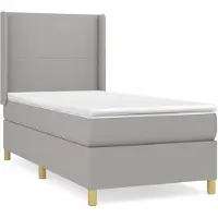 vidaXL Boxspringbed met matras, lichtgrijs, 90x200 cm, gestoffeerd