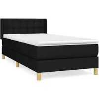 vidaXL Boxspring met matras stof zwart 100x200 cm