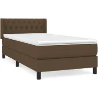 vidaXL Boxspring met matras stof donkerbruin 90x190 cm