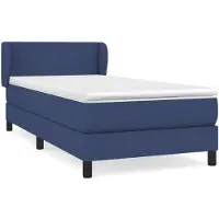vidaXL Boxspring met matras stof blauw 90x190 cm