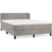 vidaXL Boxspring met matras fluweel lichtgrijs 140x200 cm