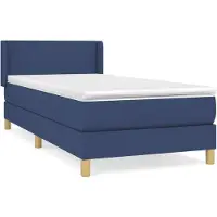 vidaXL Boxspring met matras stof blauw 100x200 cm
