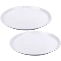 Hega hogar Set van 2x stuks wit rond dienblad/serveerblad van kunststof 34 cm - Dienbladen