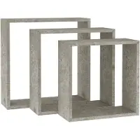 vidaXL Wandschappen kubus 3 st betongrijs