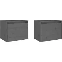 vidaXL Wandkasten 2 st 45x30x35 cm massief grenenhout grijs