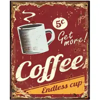Clayre & Eef Tekstbord 25x33 cm Rood Ijzer Coffee Wandbord Rood Wandbord