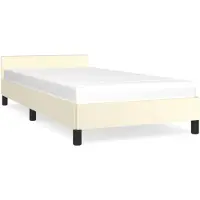 vidaXL Bedframe met hoofdeinde zonder matras 100x200 cm crèmekleurig
