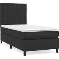 vidaXL Boxspring met matras kunstleer zwart 90x190 cm