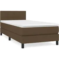 vidaXL Boxspring met matras stof donkerbruin 90x190 cm