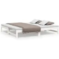 vidaXL Slaapbank uitschuifbaar massief grenenhout wit 75x190 cm