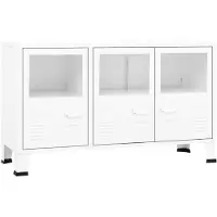 vidaXL Dressoir industrieel 105x35x62 cm metaal en glas wit